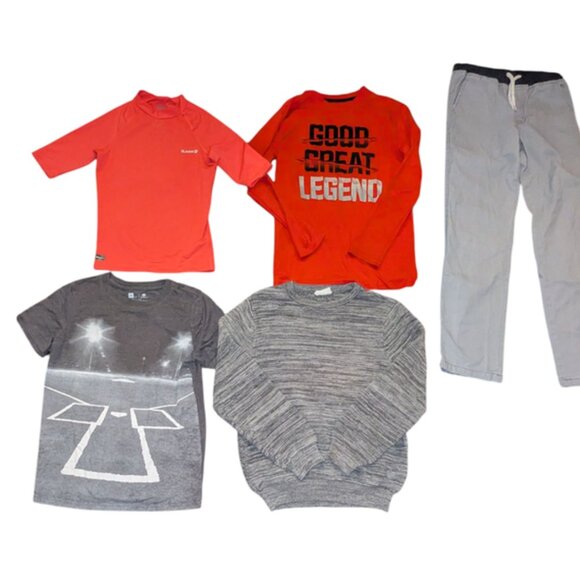 Huge Lot 7 Boys Long Sleeve Sweater Tee Tops Shirt Khaki Pants Sweatpant Short - Picture 2 of 3